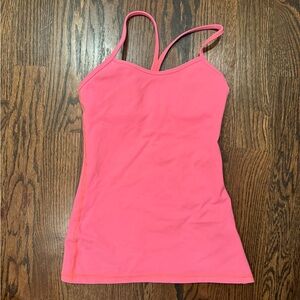 Lululemon  y back tank. Removable bra pads. Bright pink. Size 4.